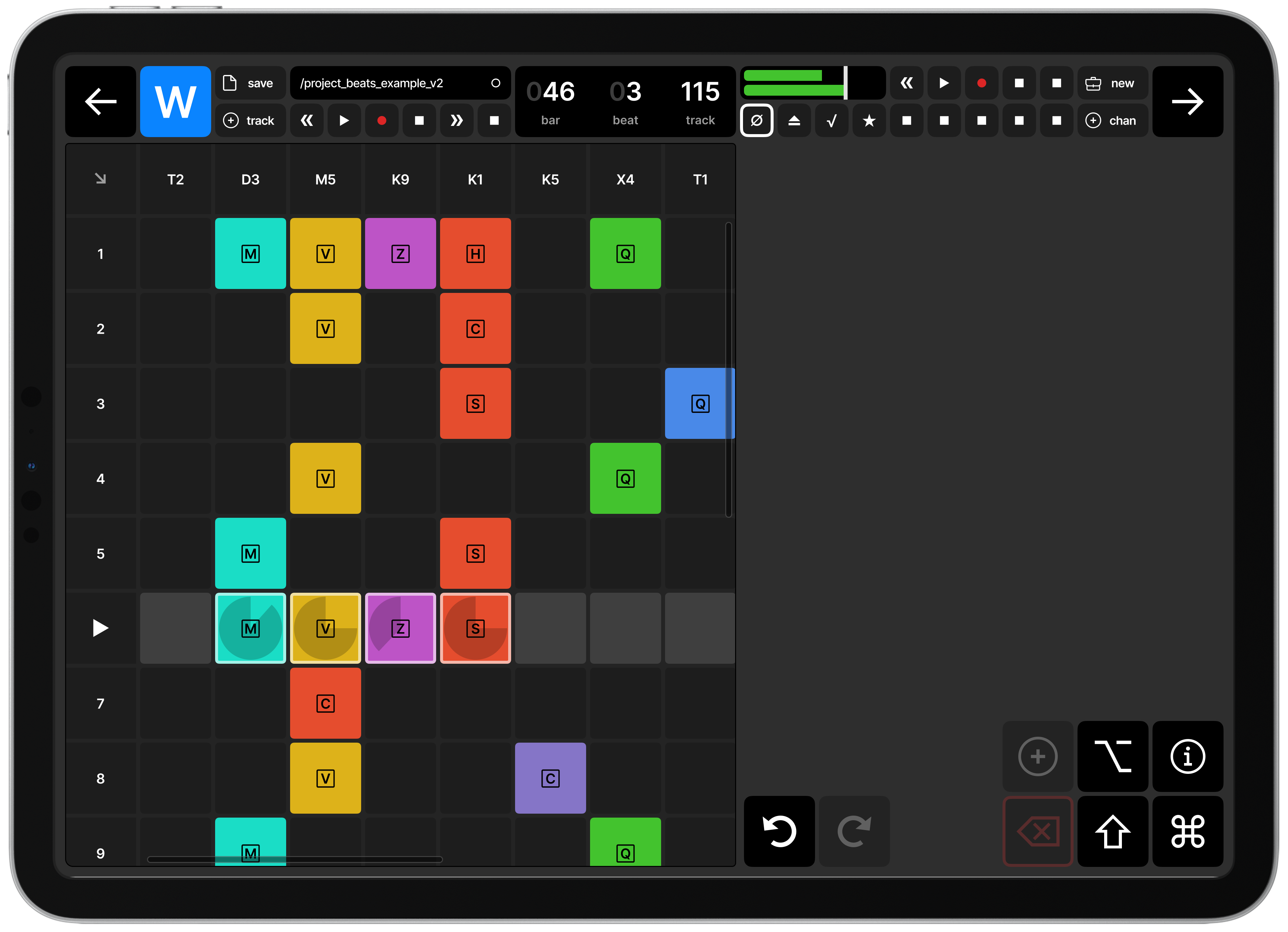 Sequencer with stubbed out buttons