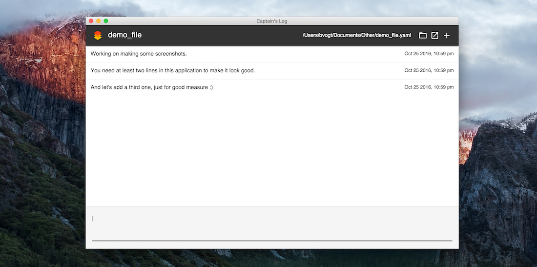Captain’s Log: a timestamped note taking app