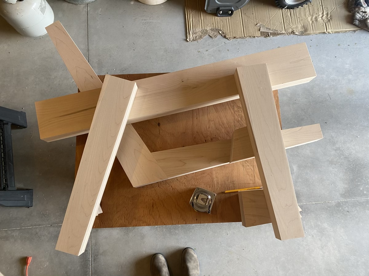 Layout out legs and arms, alt view