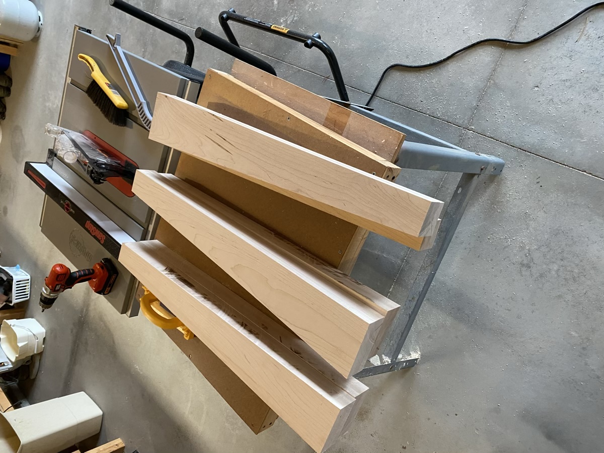 Cutting the laminated 1x8s diagonally