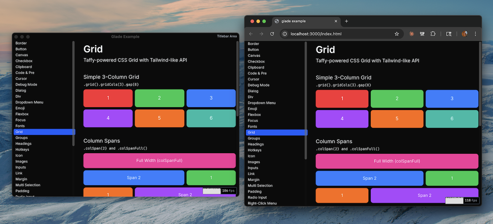 Glade side-by-side demo
