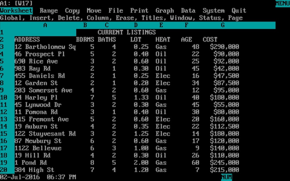 Lotus 1-2-3 for MS DOS