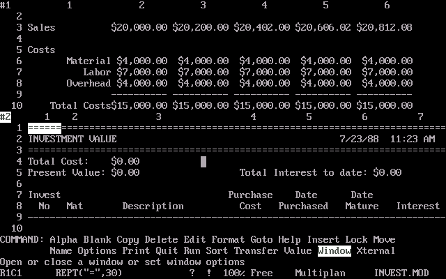 Multiplan for MS DOS